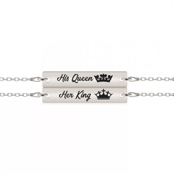 Set bratari argint cuplu tablite 30 mm (2 bucati incluse) - personalizate cu text